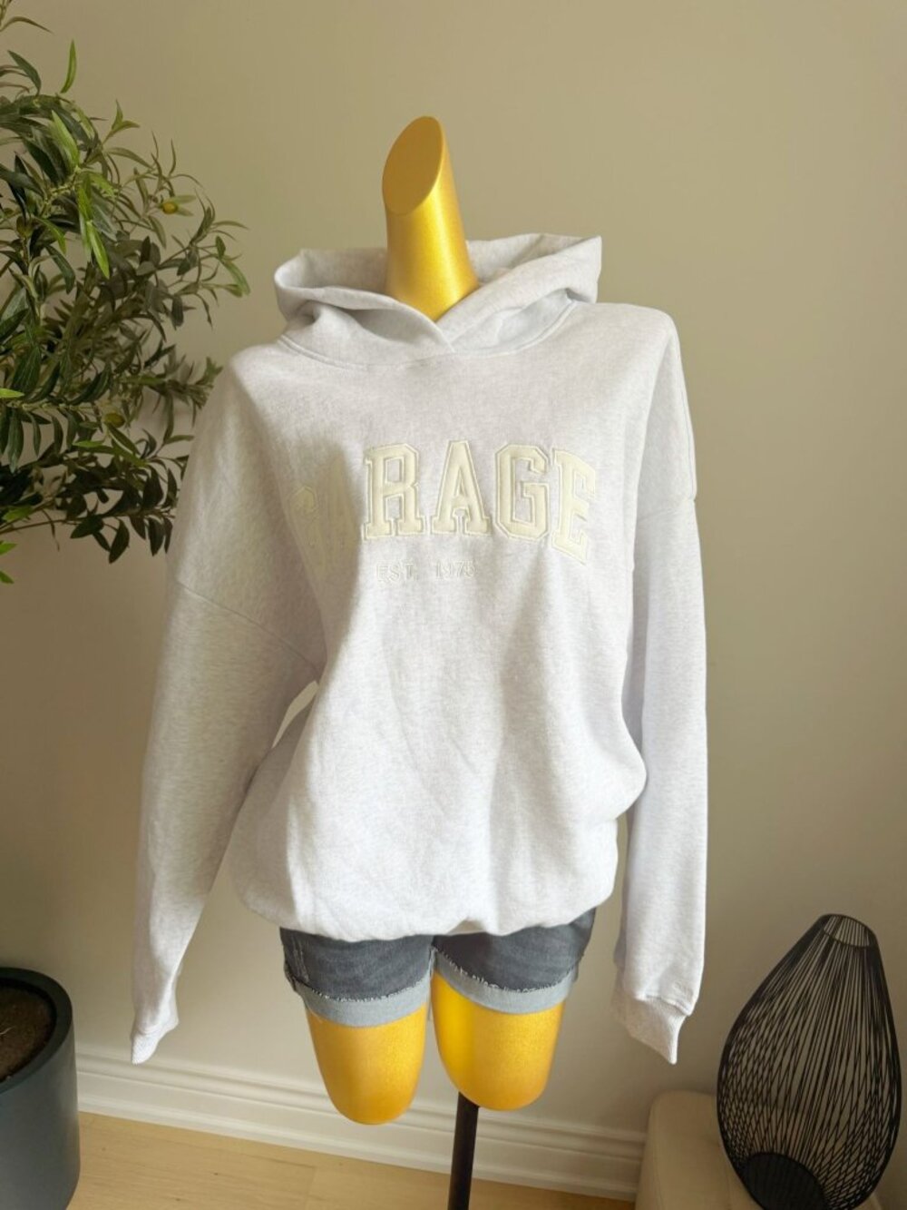Garage Classic Logo Oversized Fleece Hoodie Heather Gray L/XL - Picture 2 of 6